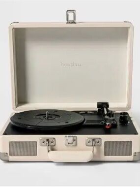heyday Portable Turntable in Cream and Black